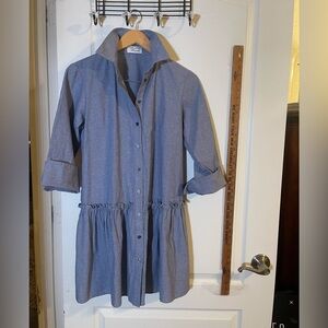 Classic Blue Button-Up Mini Dress